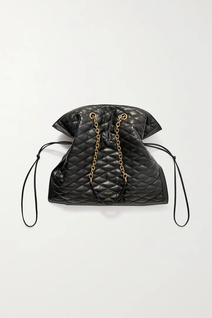 SAINT LAURENT - Quilted Leather Drawstring Shoulder Bag - Black