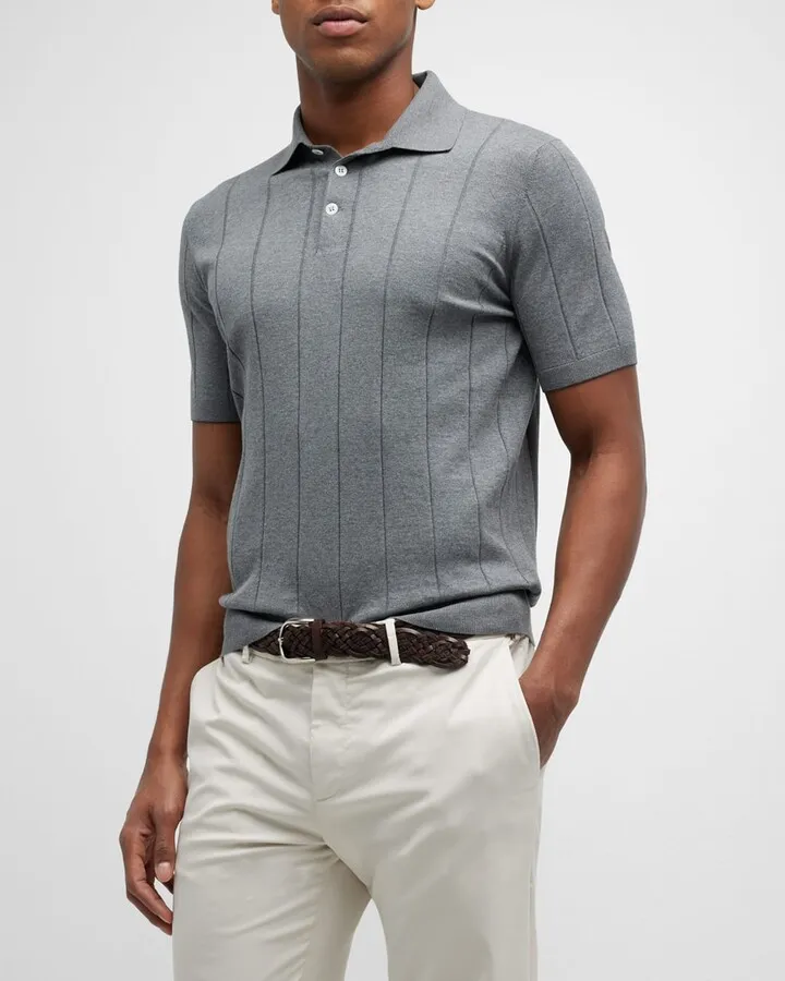Men's Ribbed Dress Polo Shirt