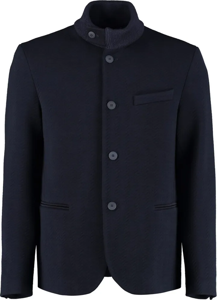 Quilted Single-breasted Wool Jacket