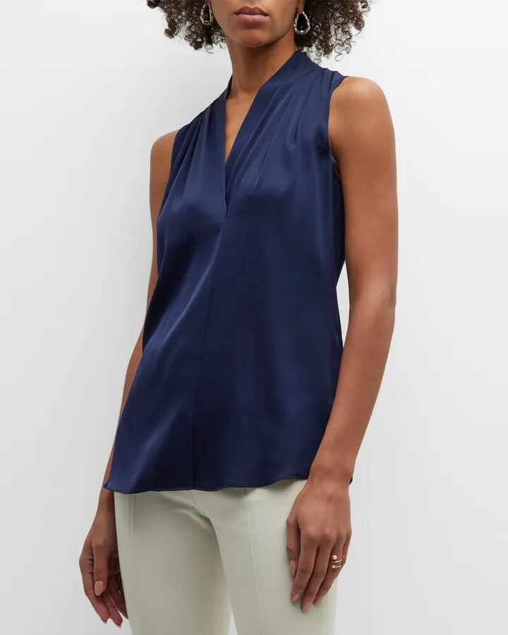 Mila Silk-Stretch Sleeveless Top
