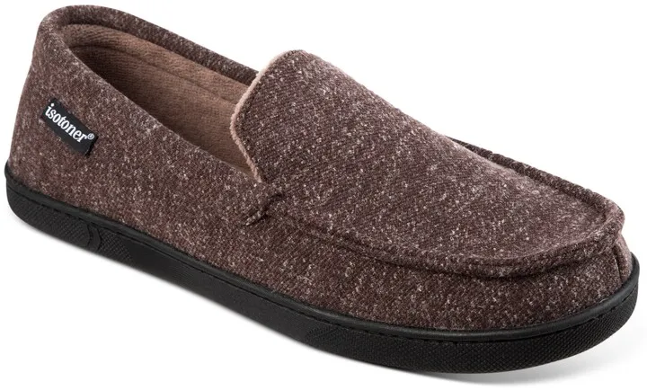 Isotoner Men's Preston Heather Knit Moccasin Slippers