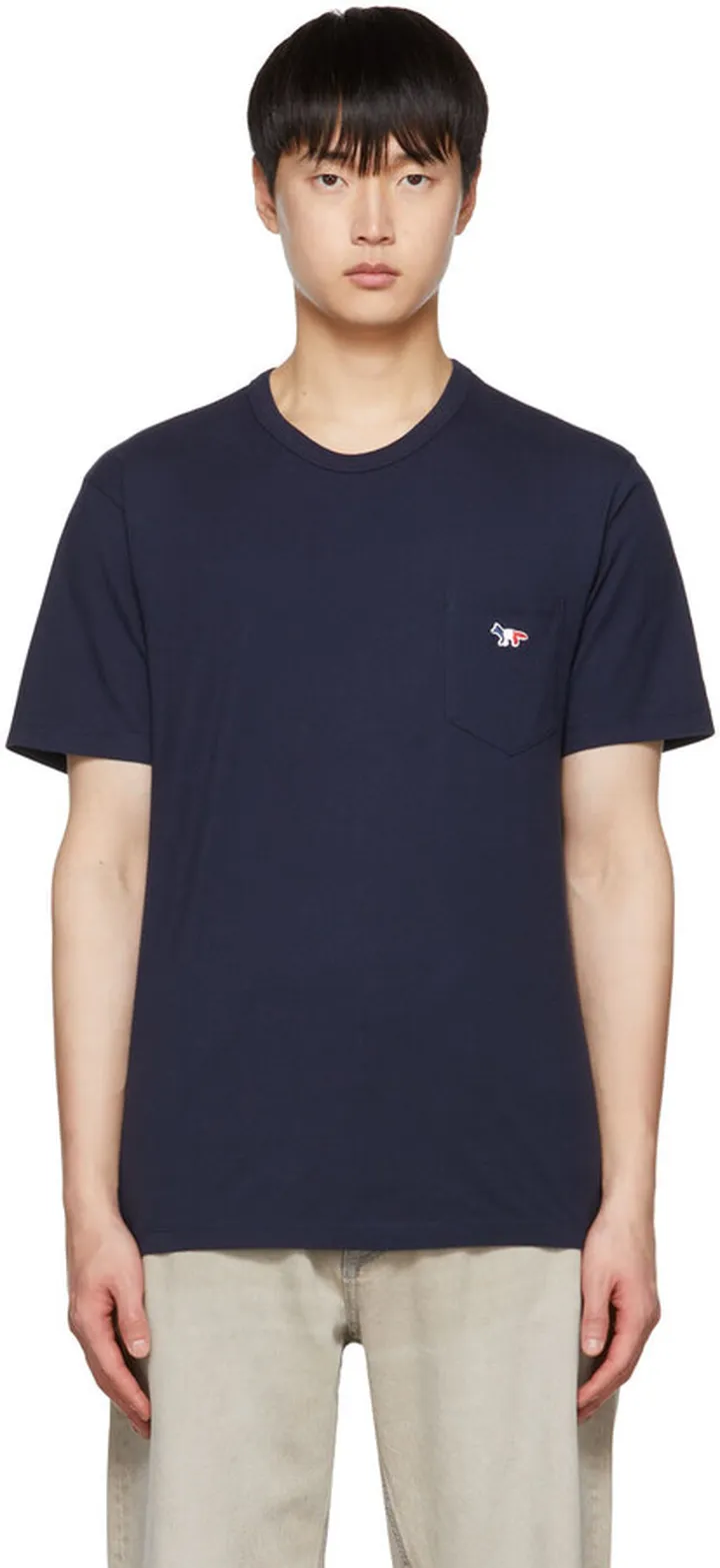 Maison Kitsuné Navy Tricolor Fox T-Shirt