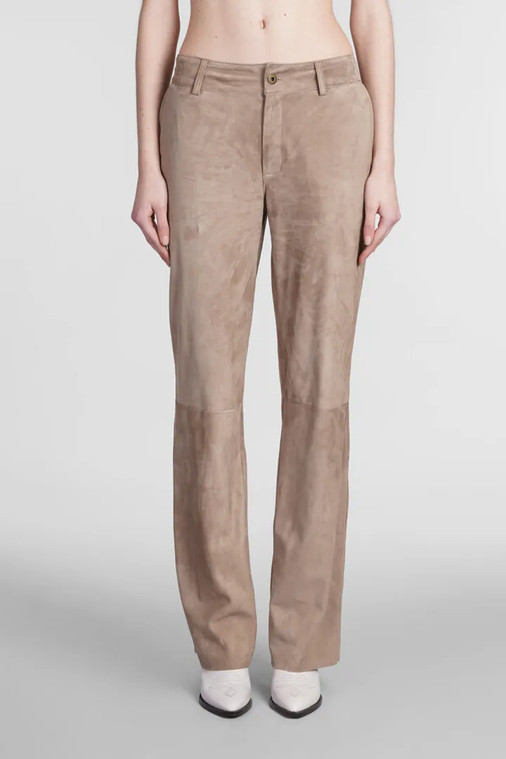 Pants In Beige Leather