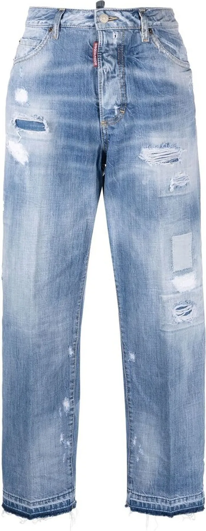 Distressed Straight-Leg Jeans