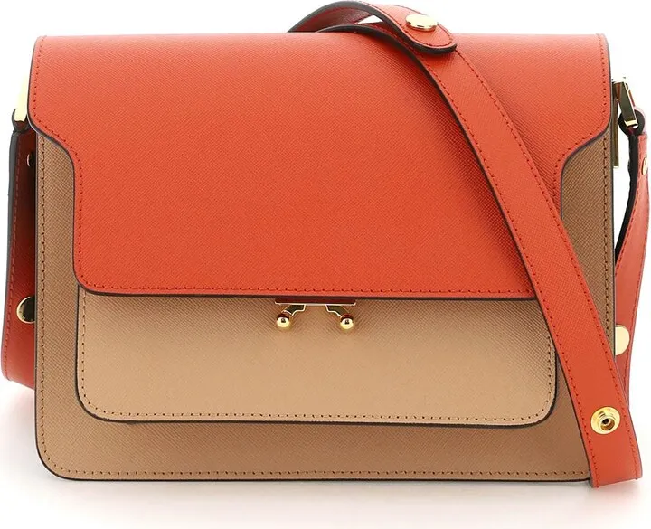 Tricolor Leather Medium Trunk Bag