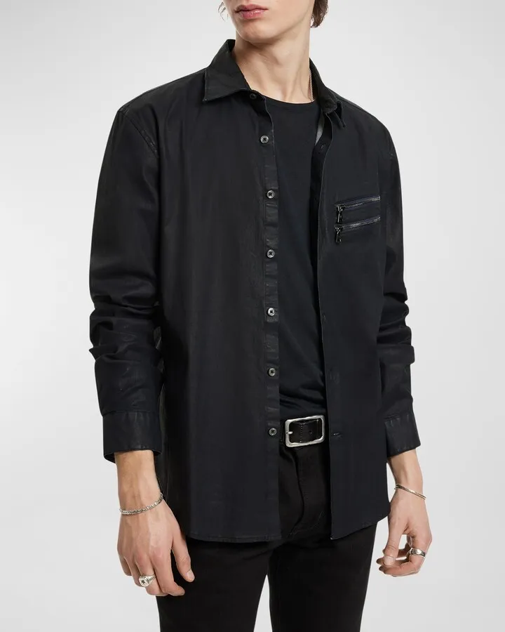 Men's Double Chest Zip Sport Shirt