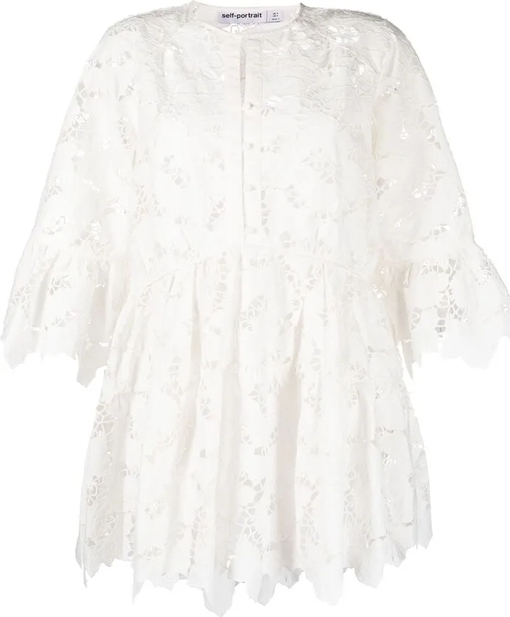 Wide-Sleeve Lace Minidress