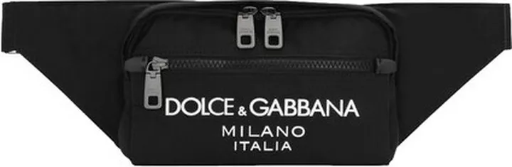 Small nylon belt bag with rubberized logo