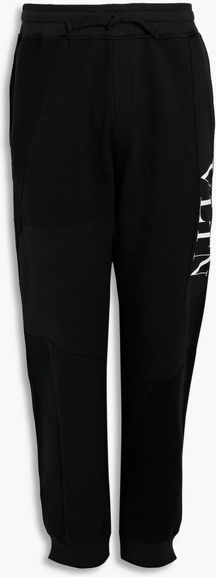 Printed paneled French cotton-blend terry sweatpants