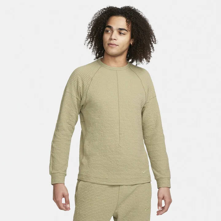 Men's Nike Yoga Texture Nike Dri-FIT Long-Sleeve Yoga Top in Brown