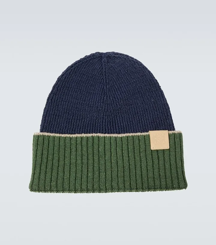 Anagram ribbed-knit linen-blend beanie