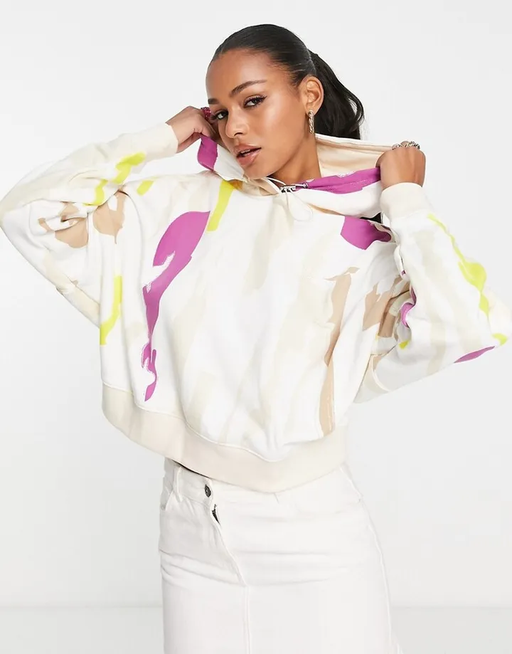adidas Originals x Thebe Magugu hoodie in white with all over print