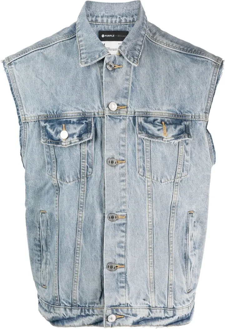 Embroidered-Logo Denim Vest