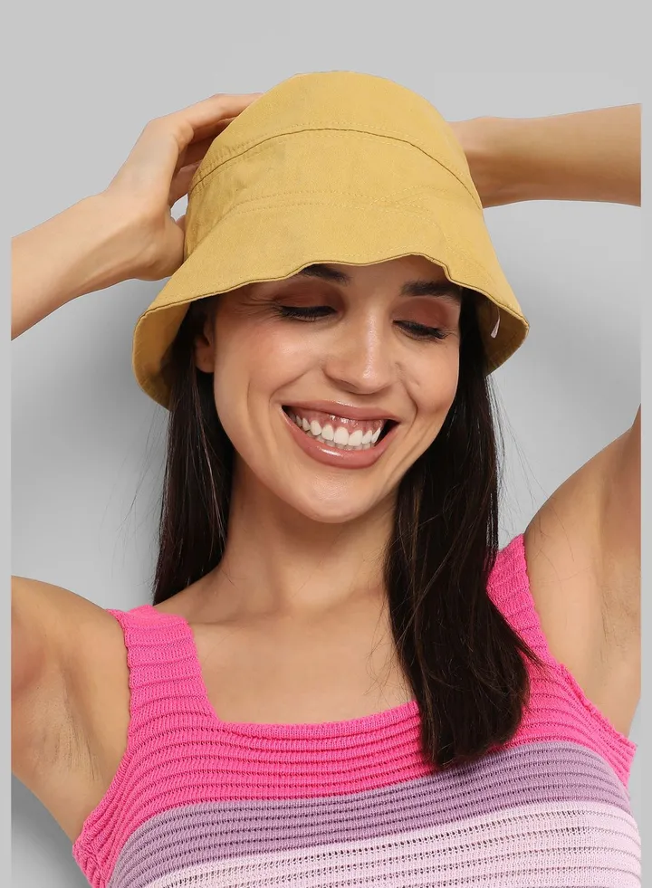 Casual Solid Blended Fabric Bucket Hat For Women