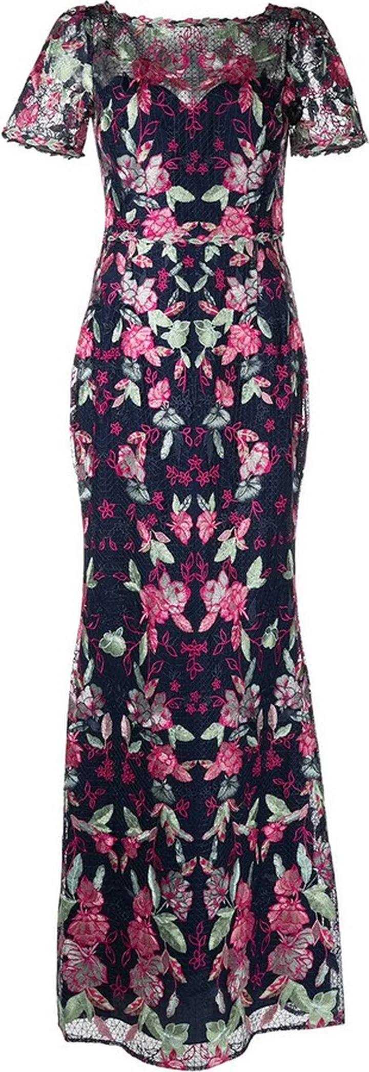 Short Sleeve Embroidered Gown