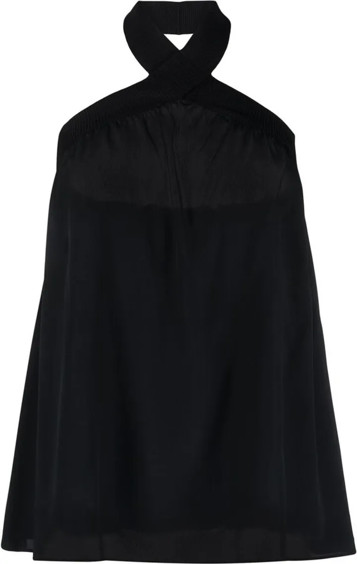 Contrast-Trim Halterneck Top