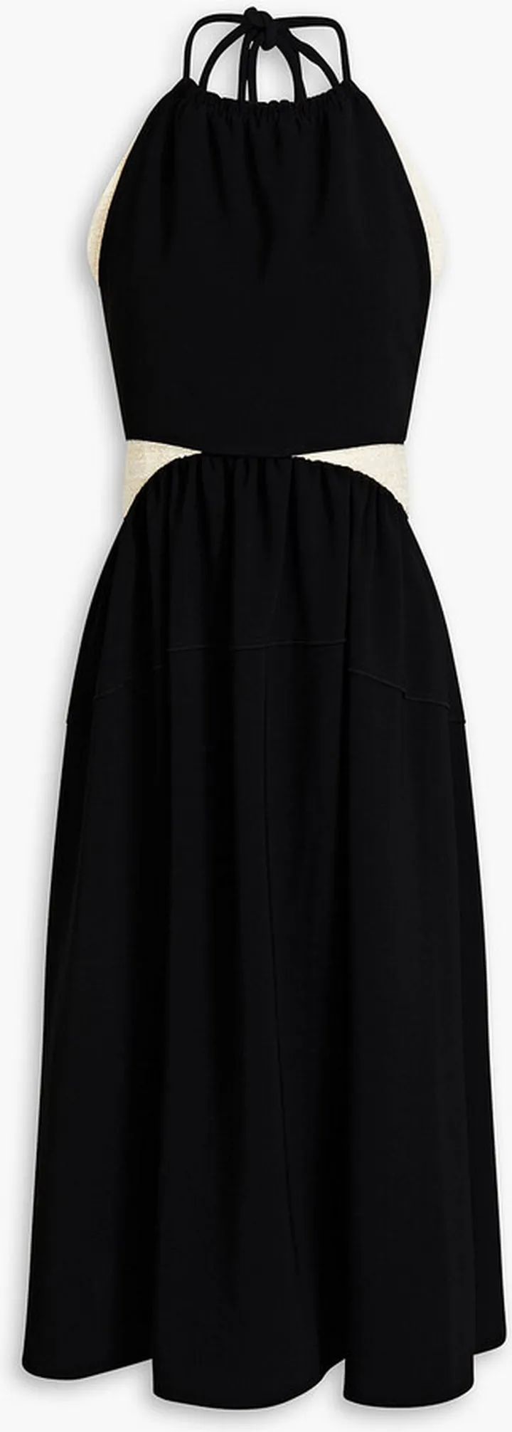 Crepe and cotton-blend bouclé-tweed halterneck midi dress