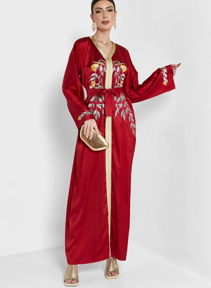 Embellished Belted Jalabiya