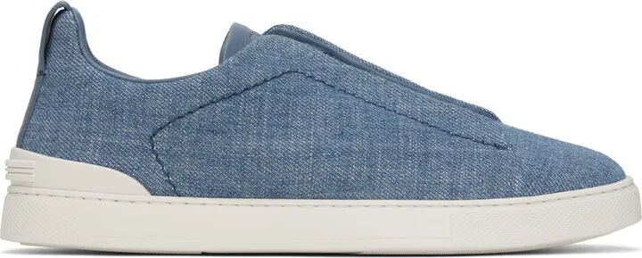 ZEGNA Blue Triple Stitch Sneakers