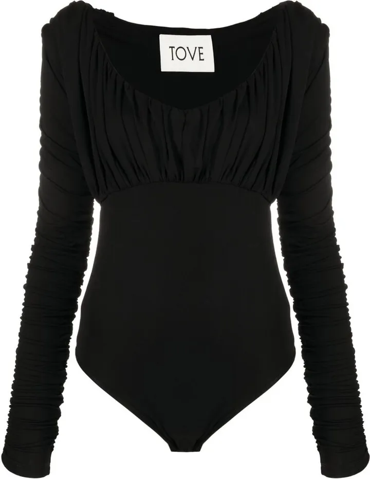 Black Tess Ruched Bodysuit