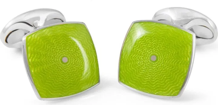 Deakin & Francis - Deakin & Francis Sterling Silver Lime Green Cufflinks