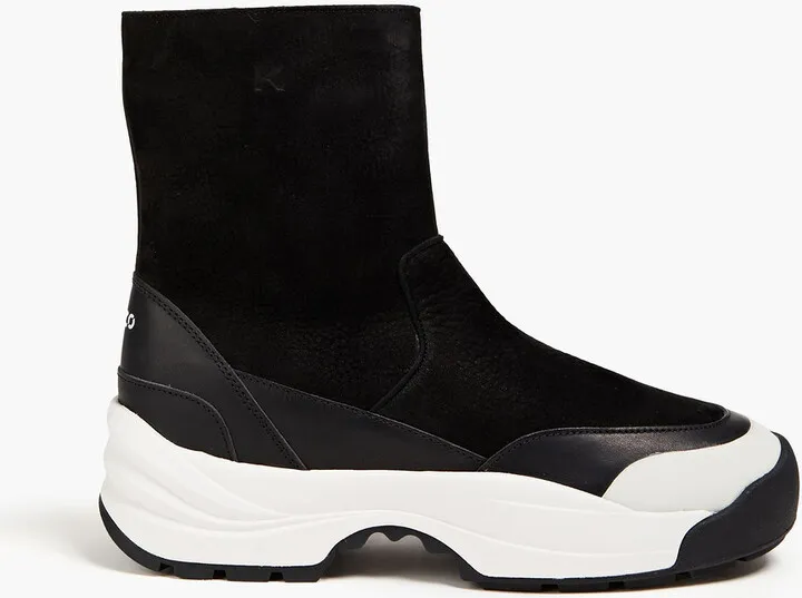 Work shearling and suede boots