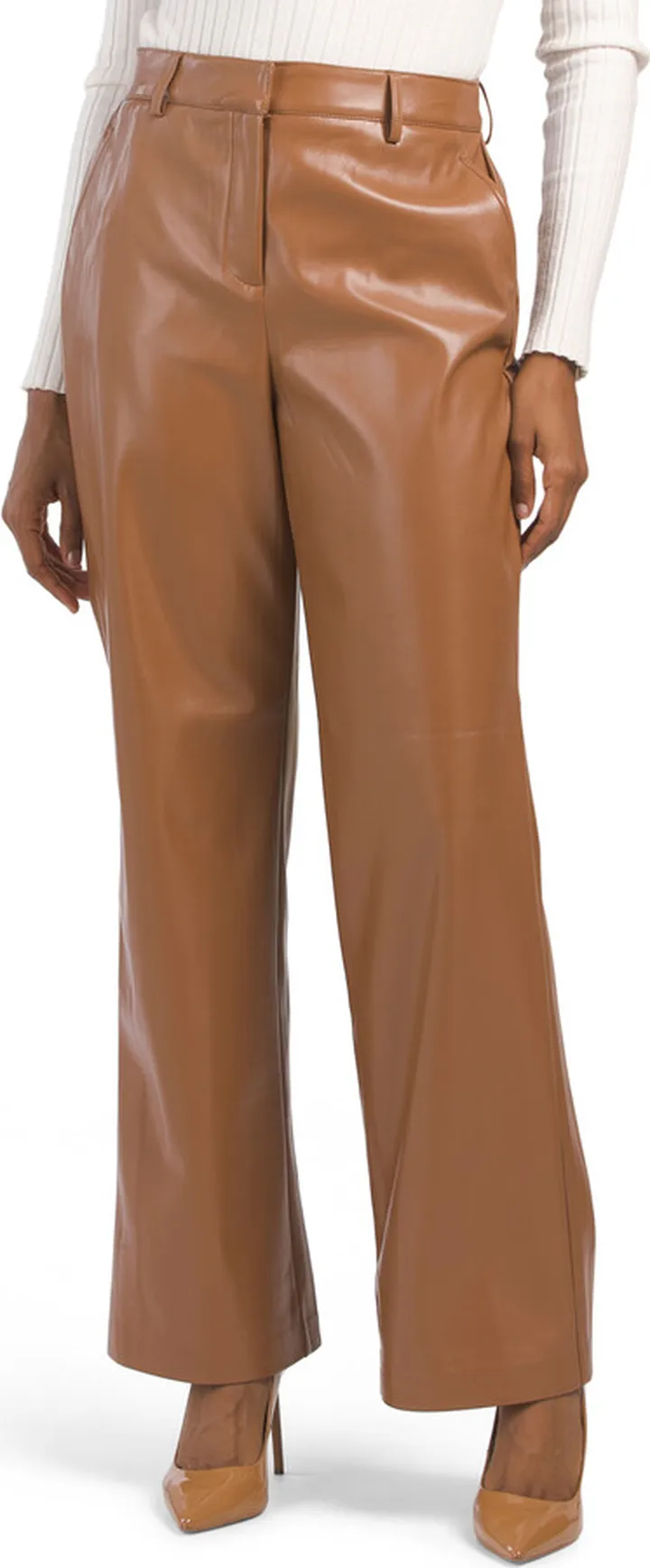 High Rise Straight Leg Faux Leather Pants