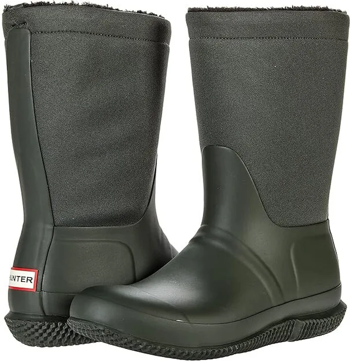 Hunter Original Roll Top Sherpa Snow Boot (Dark Olive) Women's Rain Boots