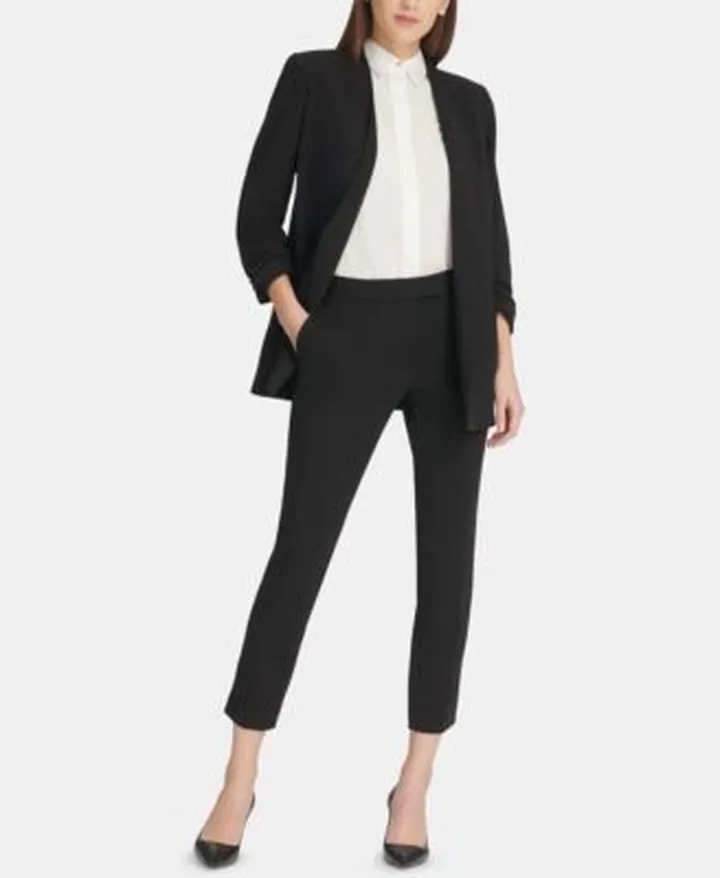 Dkny Open Front Jacket Slim Leg Ankle Pants