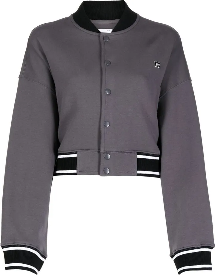 Logo-Patch Cropped Bomber Jacket