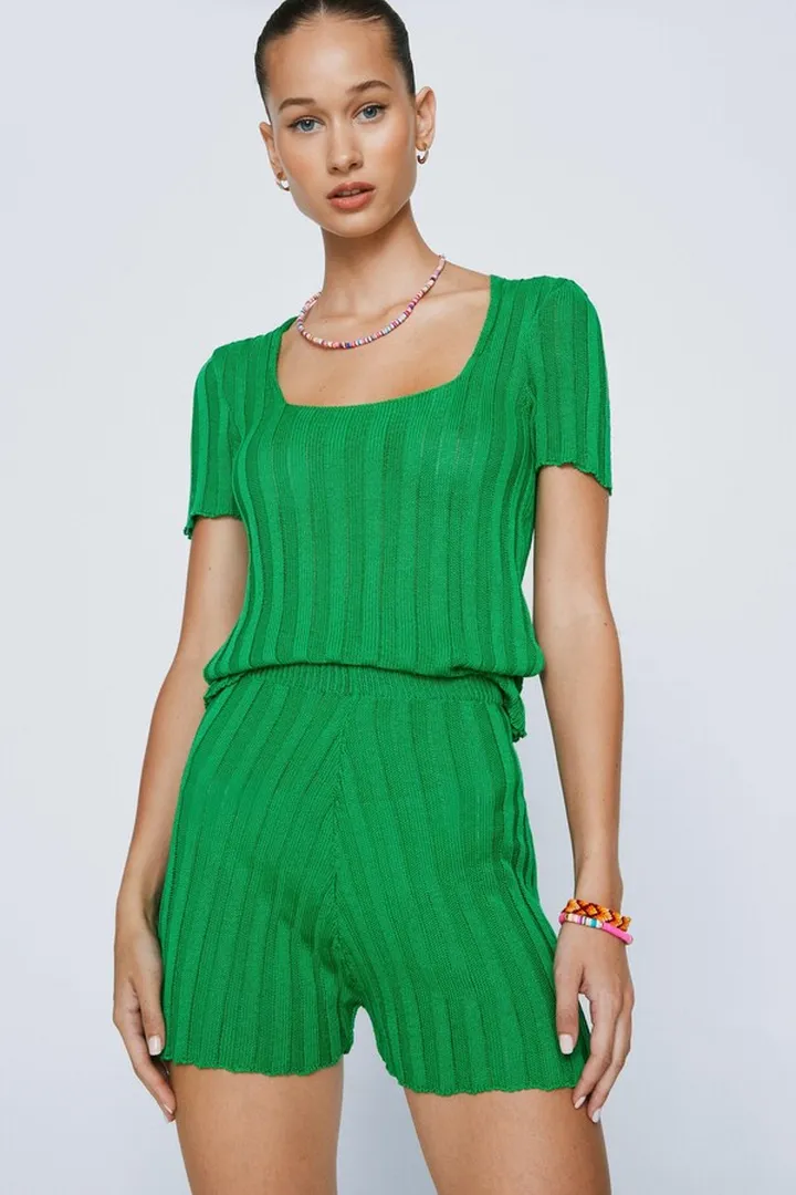 Nasty Gal Womens Ribbed Knitted Shorts