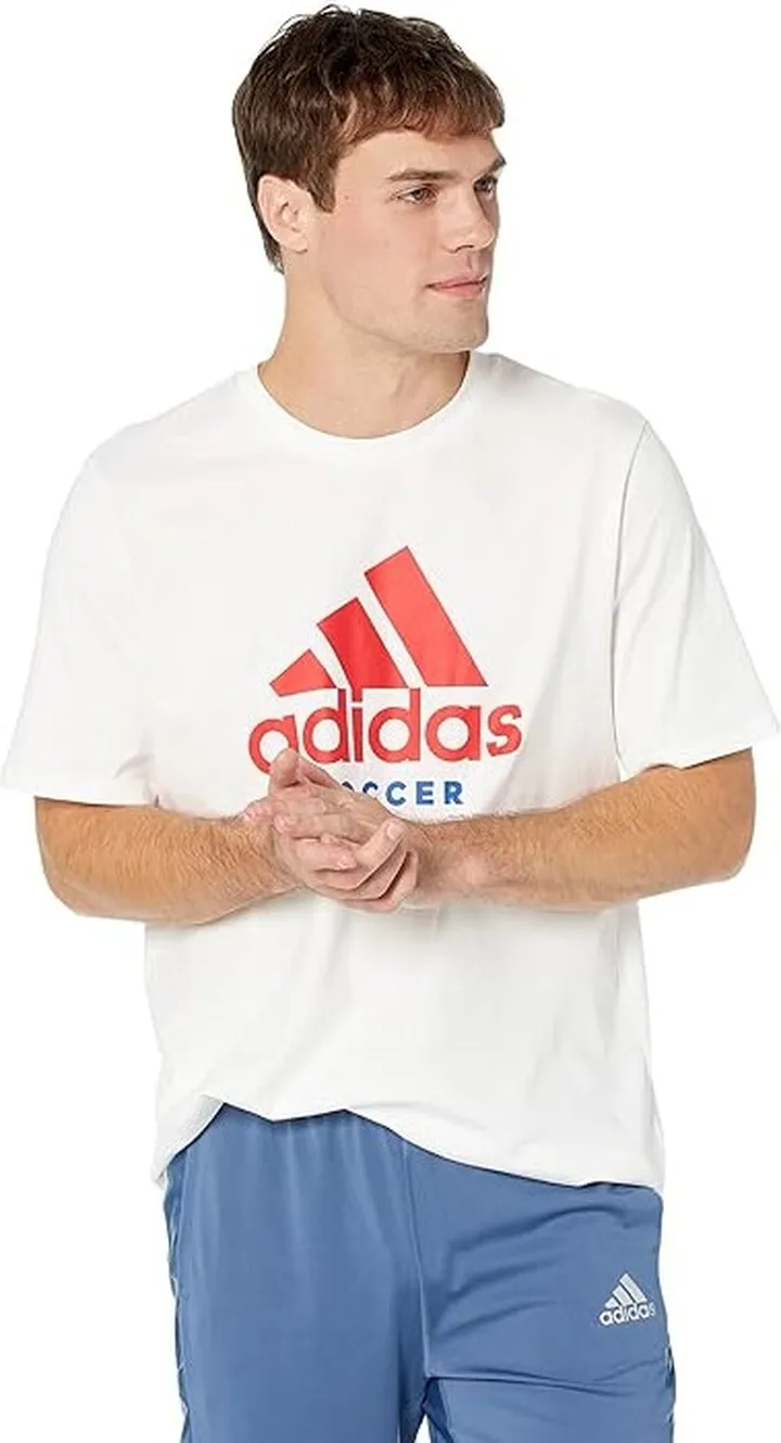 adidas Soccer Logo Tee (White) Men's Clothing