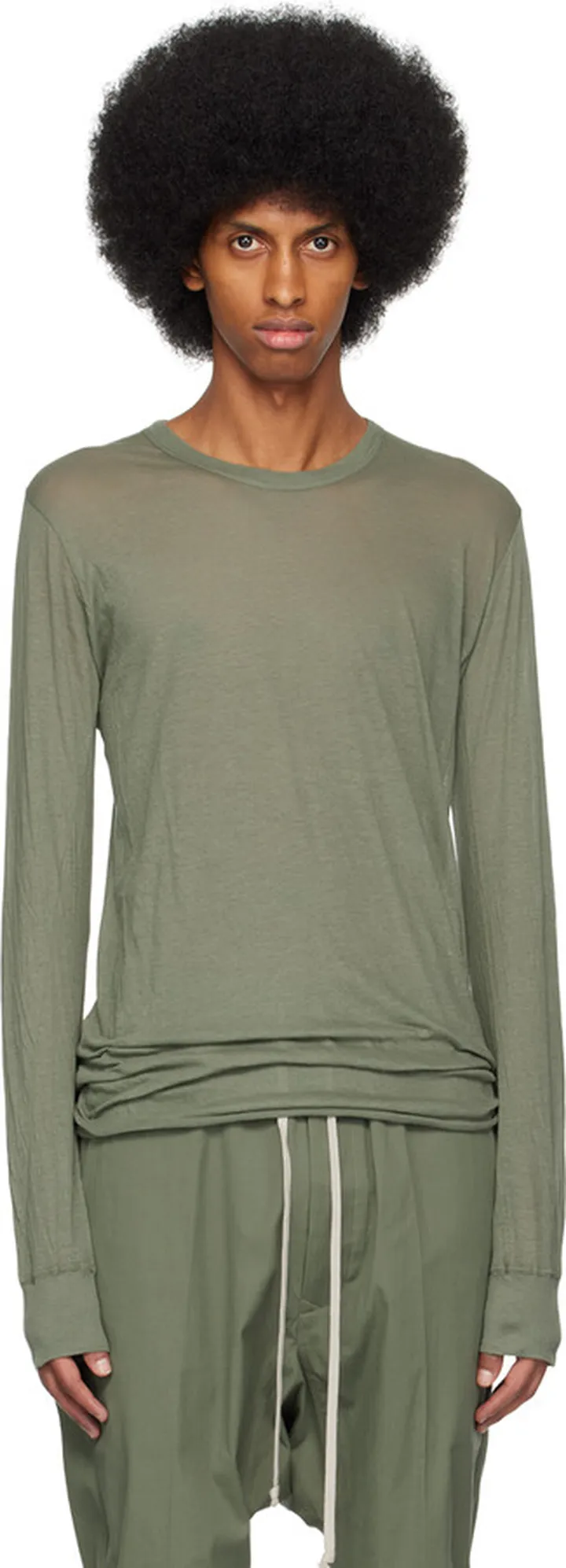 Rick Owens Green Basic Long Sleeve T-Shirt