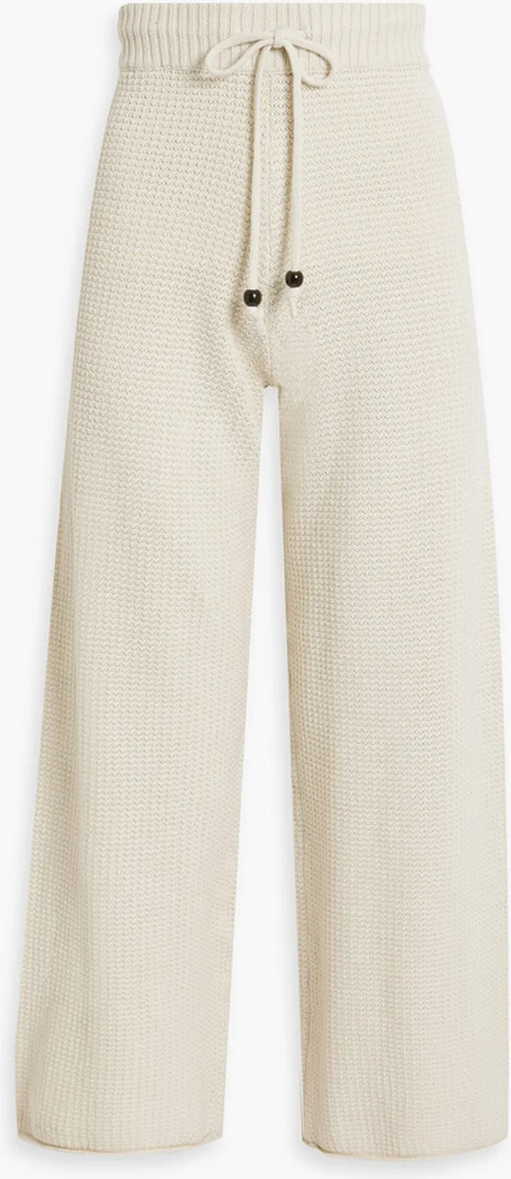 Crochet-knit cotton wide-leg pants
