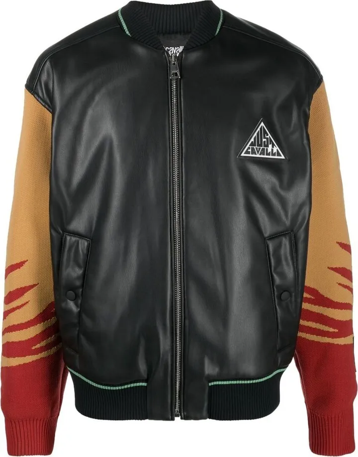 Black Faux Leather Bomber Jacket