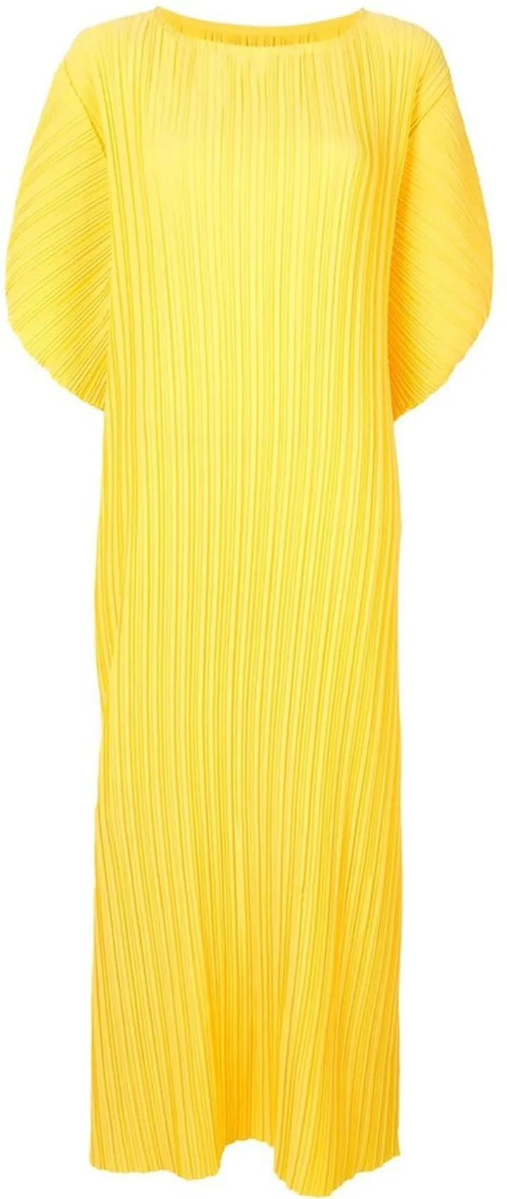 Pleated Batwing Sleeve Dress