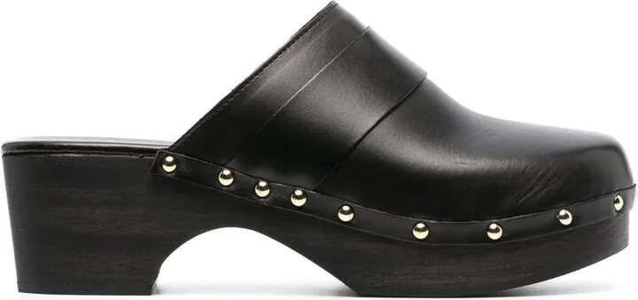 Black Bibi Leather Clogs