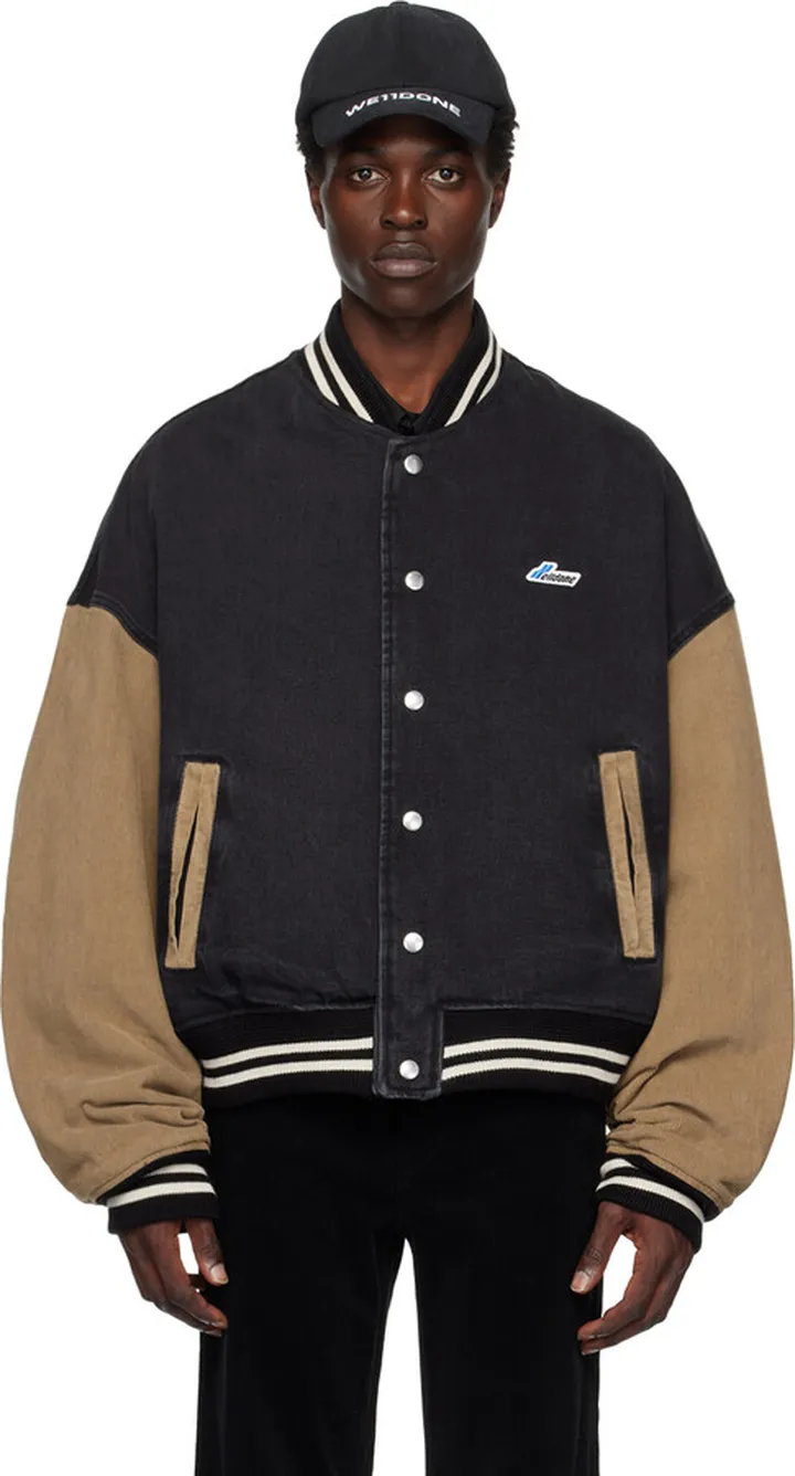 We11done Black Varsity Denim Jacket