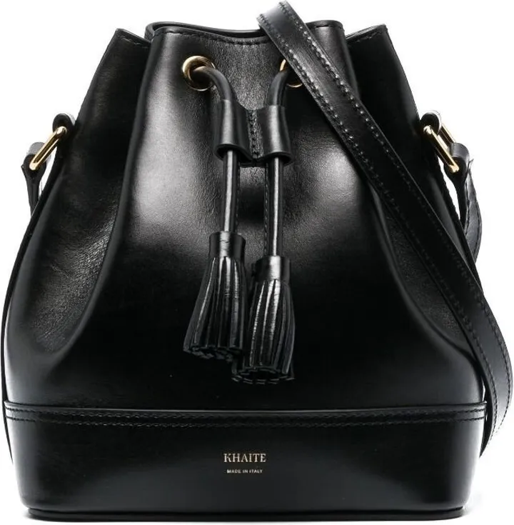 Black Cecilia Small Leather Bucket Bag