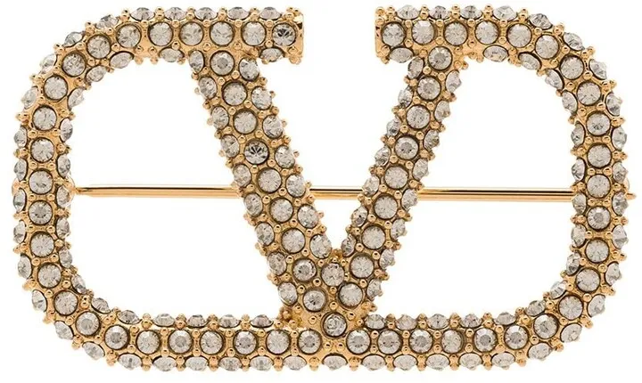 VLogo Signature crystal brooch