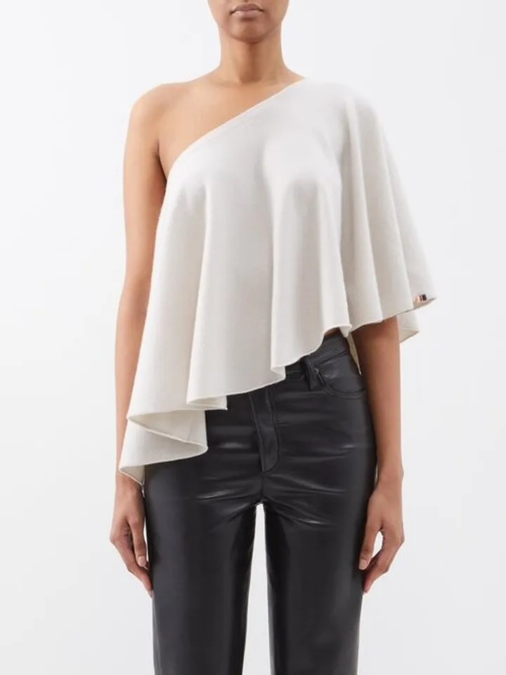 Ufo Asymmetric Stretch-cashmere Poncho Top