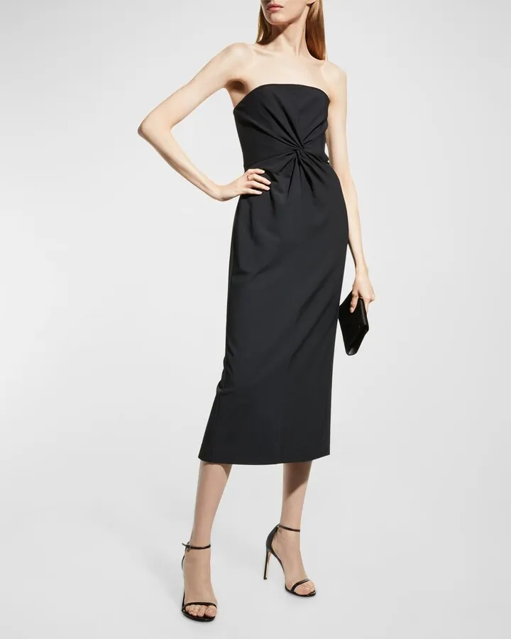 McKenna Strapless Twisted Midi Dress