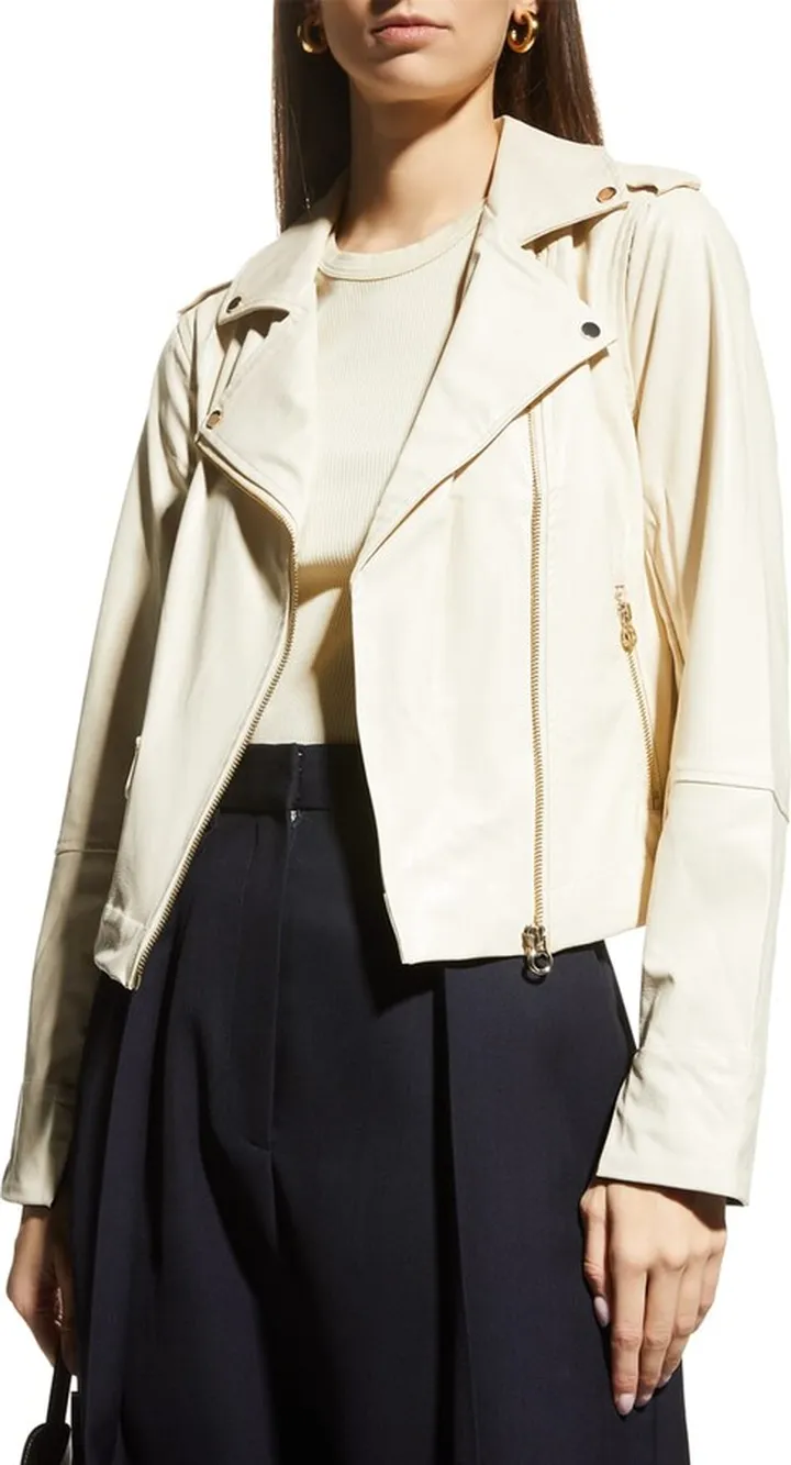 Sea Breeze Cropped Moto Jacket