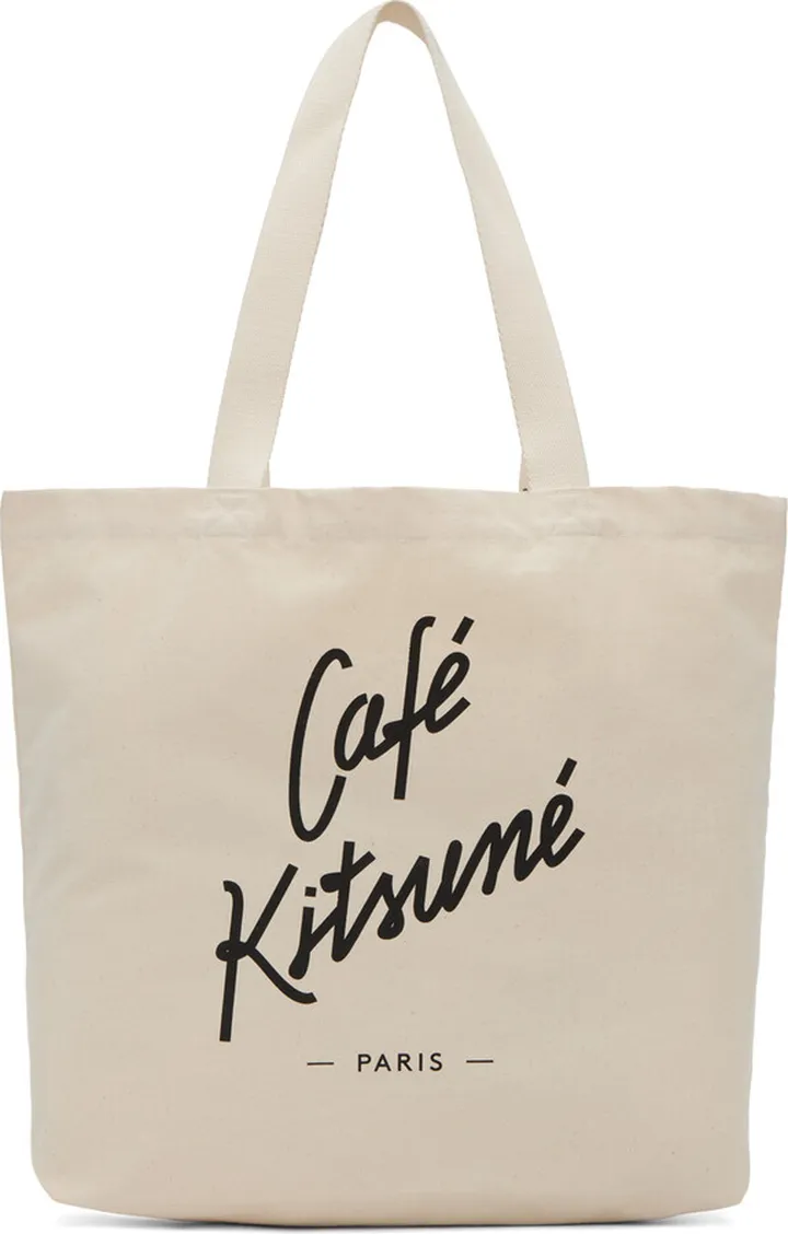 Maison Kitsuné Off-White Logo Tote Bag