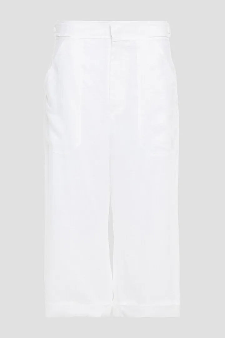 Cropped linen wide-leg pants