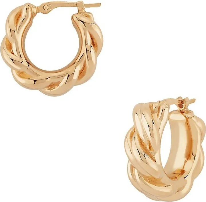 14K Yellow Gold Knotted Hoop Earrings