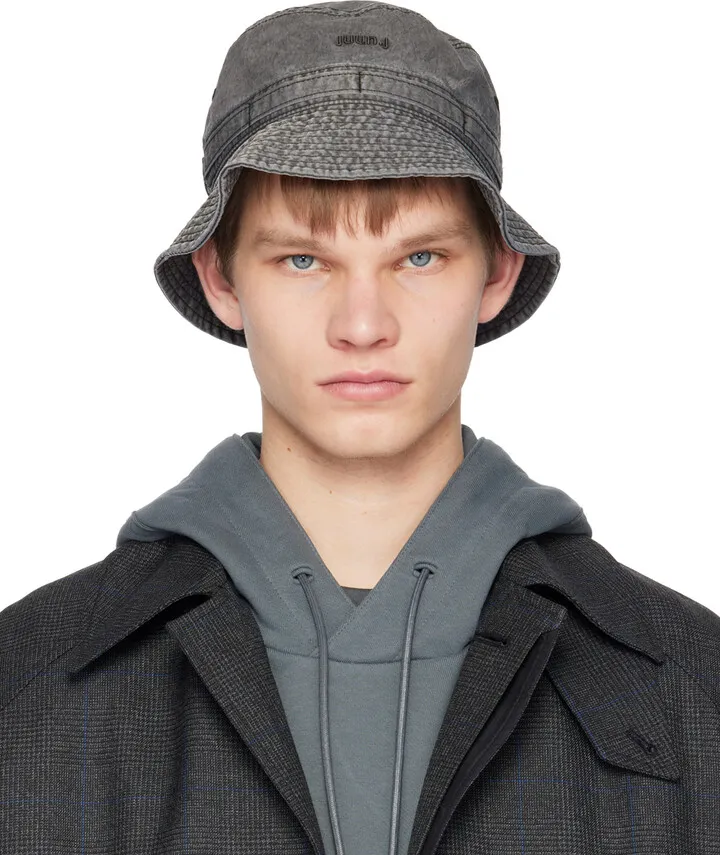 Juun.J Black Faded Bucket Hat