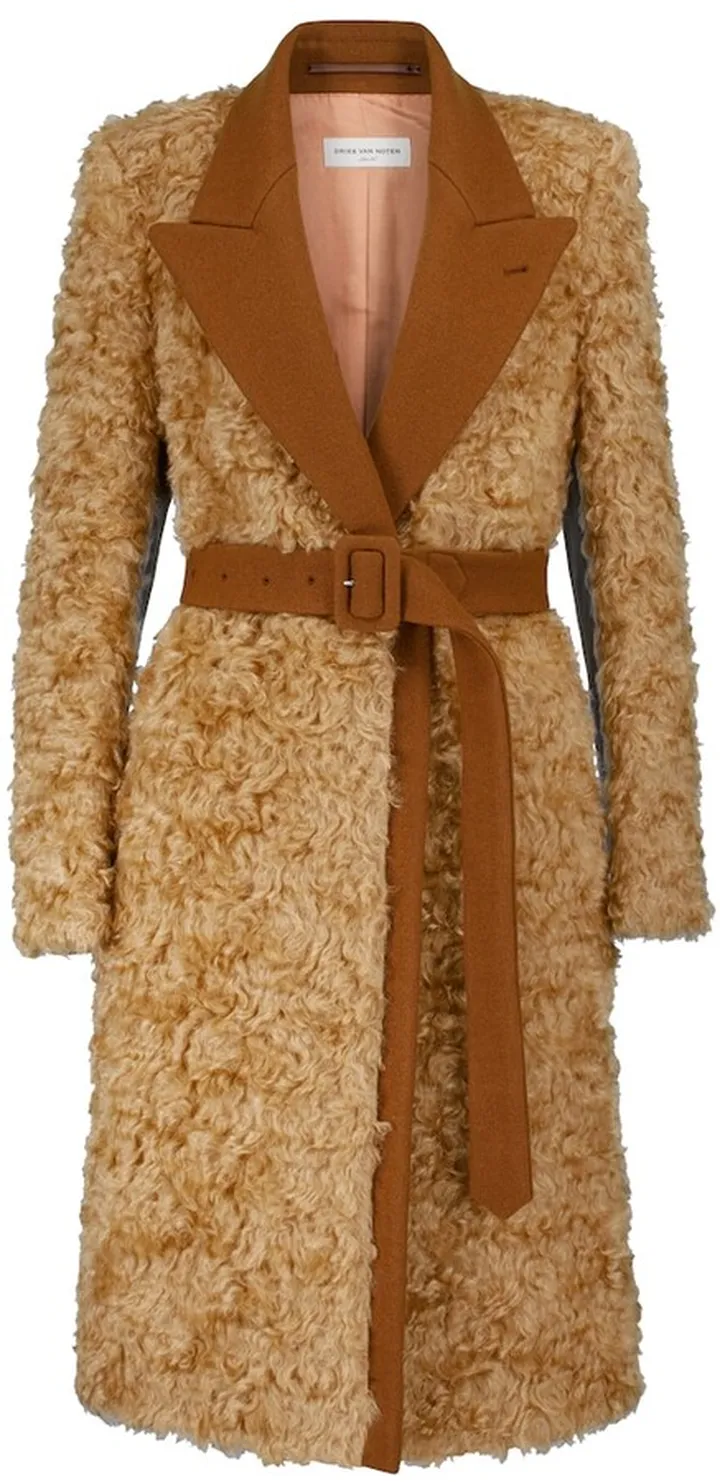 Paneled faux shearling coat