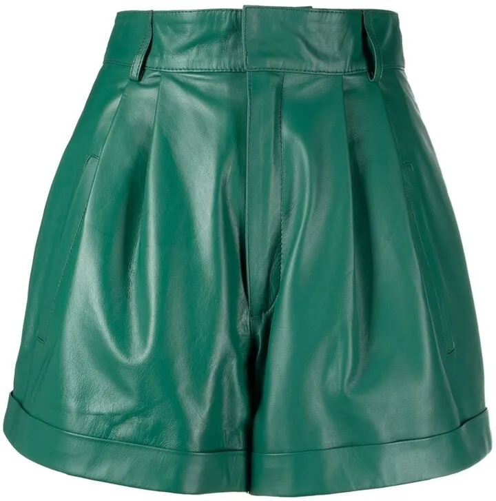High-Waist Leather Shorts