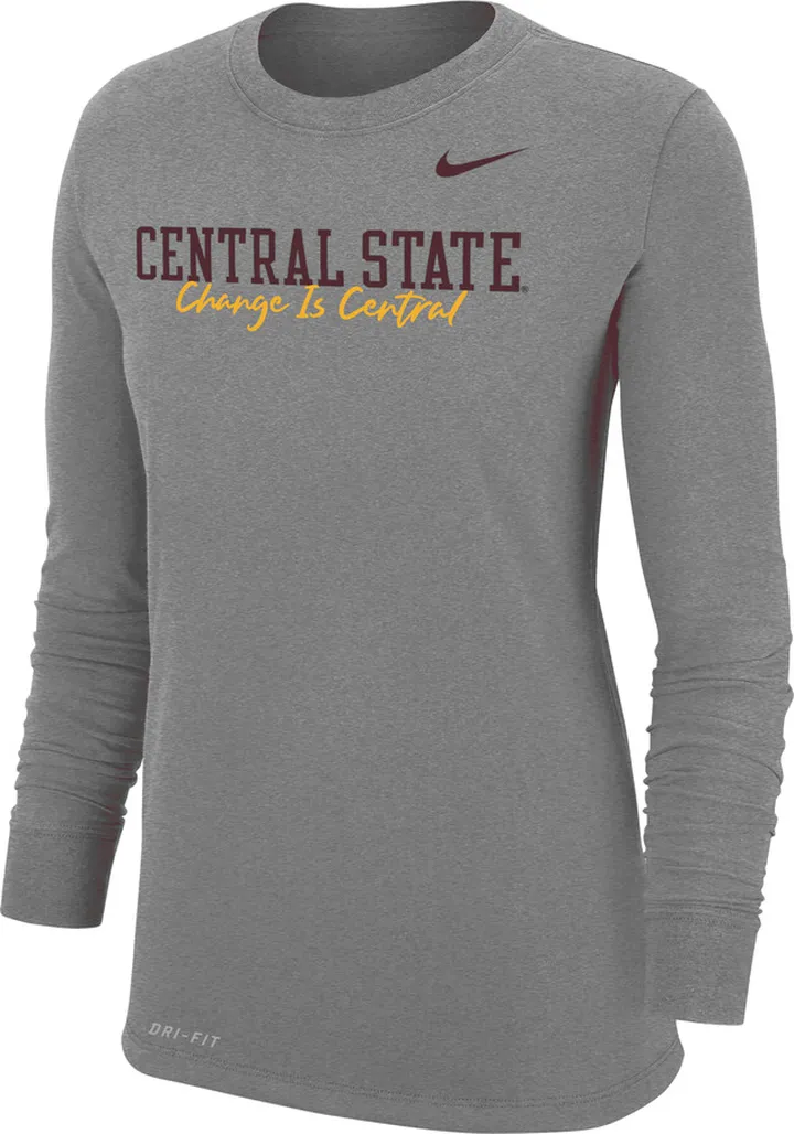 Nike Women's College Dri-FIT 365 Central State Long-Sleeve T-Shirt in Grey